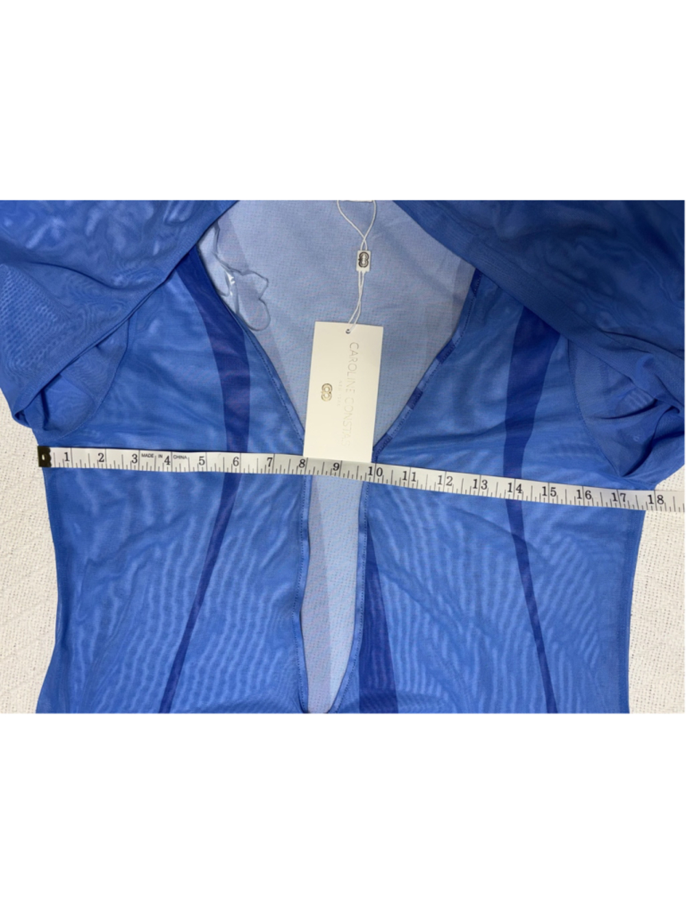 Caroline Constas Sheer Mesh Geometric Maxi Dress Swim Coverup Blue SZ Med NWT - Picture 6 of 7